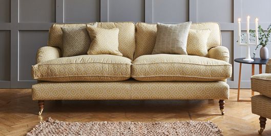 alwinton 3 seater sofa on credit in yellow fabric