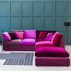 Shop Our Edit: Big Softie Corner Unit & Footstool in Portland Velvet MixPurple velvet corner sofa