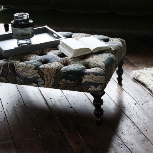 Shop Our Edit: Pentlow  Buttoned Square Footstool in William Morris Acanthus Slate