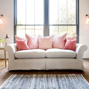 Shop Our Edit: Lanhydrock 3 Seater Sofa  in Tough As Houses Pebble and Coral scatters