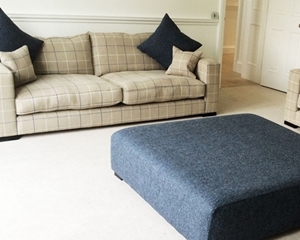 Customer Image:  Stourhead 3 Seater Sofa in Barra Check Dingley with Stool in Harris Tweed