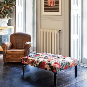 Shop Our Edit: Pentlow Footstool in Mulberry Floral Velvet Pomadour Spice