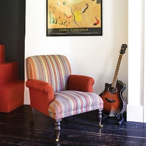 Shop Our Edit: Midhurst Chair in Soho Burnt Orange & Mulberry Rustic Stripe Red Plum