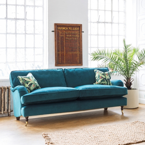 As Seen in Our Brochure: Alwinton 3 Seater Sofa in Cameron Velvet Teal