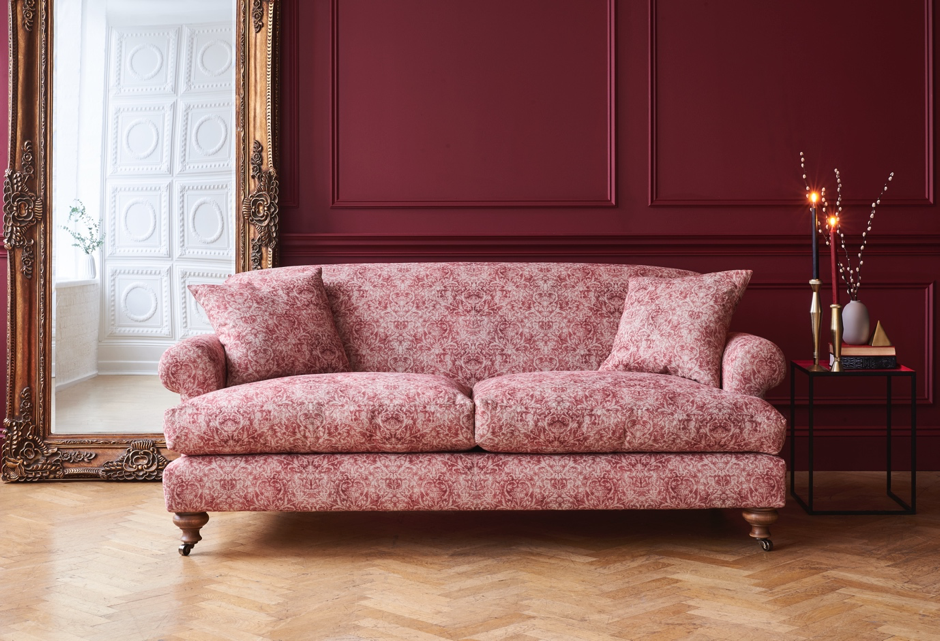 Patterned Sofas Fabric Designs Bespoke British Red Patterend Sofa