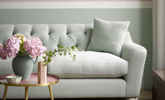 green romo fabric sofa