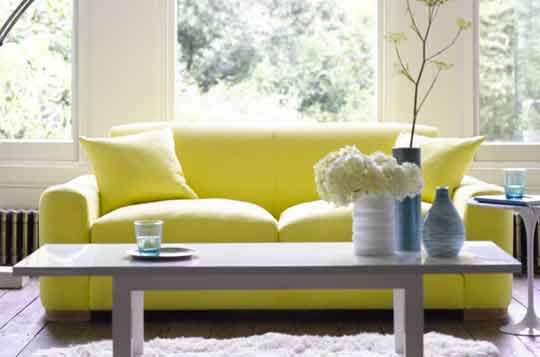 3 seater yellow luxury fabric settee